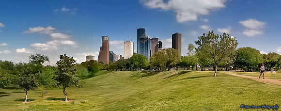 Cityscape Landscape, Memorial Park, Houston Texas, iPhone Pano, USA,