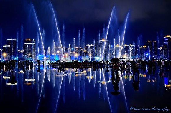 1908- Shanghai China World Expo, Fountain, Night, Handheld,