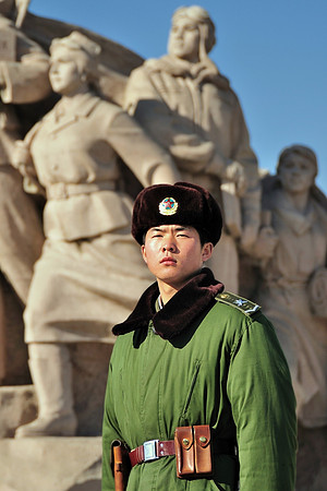 Chinese soldier in Tiananmen Square - Beijing China